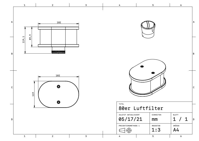 80mm Luftfilterkasten für VW Käfer CARBON-verstärkt